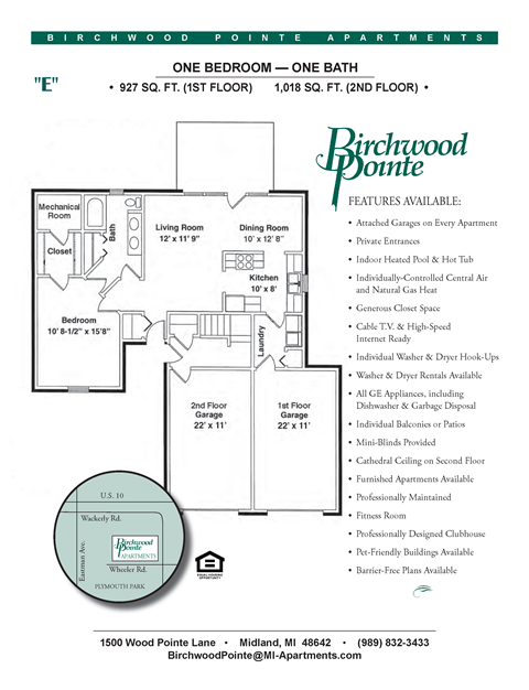 Floor plan for 1 bed, 1 bath, 1018 sqft